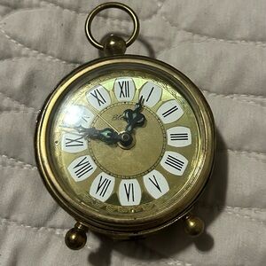 Vintage Brass Forestville Travel Alarm Mechanical Clock Germany Made Rare